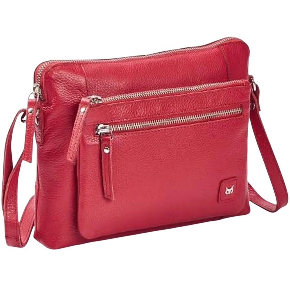 Wise Owl Red Nappa Pebbled Leather Crossbody Bag
NWT
